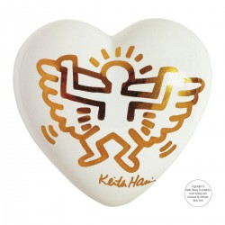 Coeur en céramique White Angel - Keith Haring