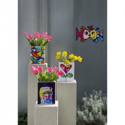 Vases fleur cœur, flower power et Lola - Romero Britto