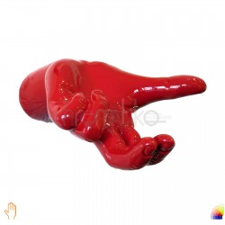 Patère murale main rouge avec doigts pliés - design italien