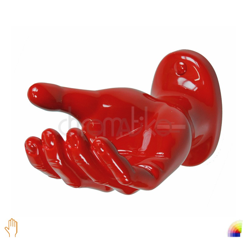 Patère murale main rouge vide-poches - design italien